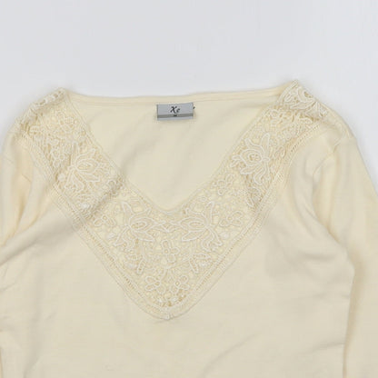 Xe Womens Ivory V-Neck   Pullover Jumper Size M