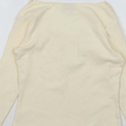 Xe Womens Ivory V-Neck   Pullover Jumper Size M