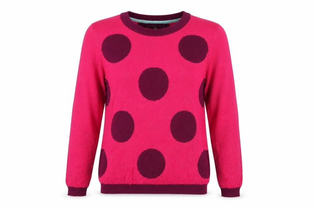 Dickens & Jones Womens Pink Round Neck Polka Dot Nylon Pullover Jumper Size M