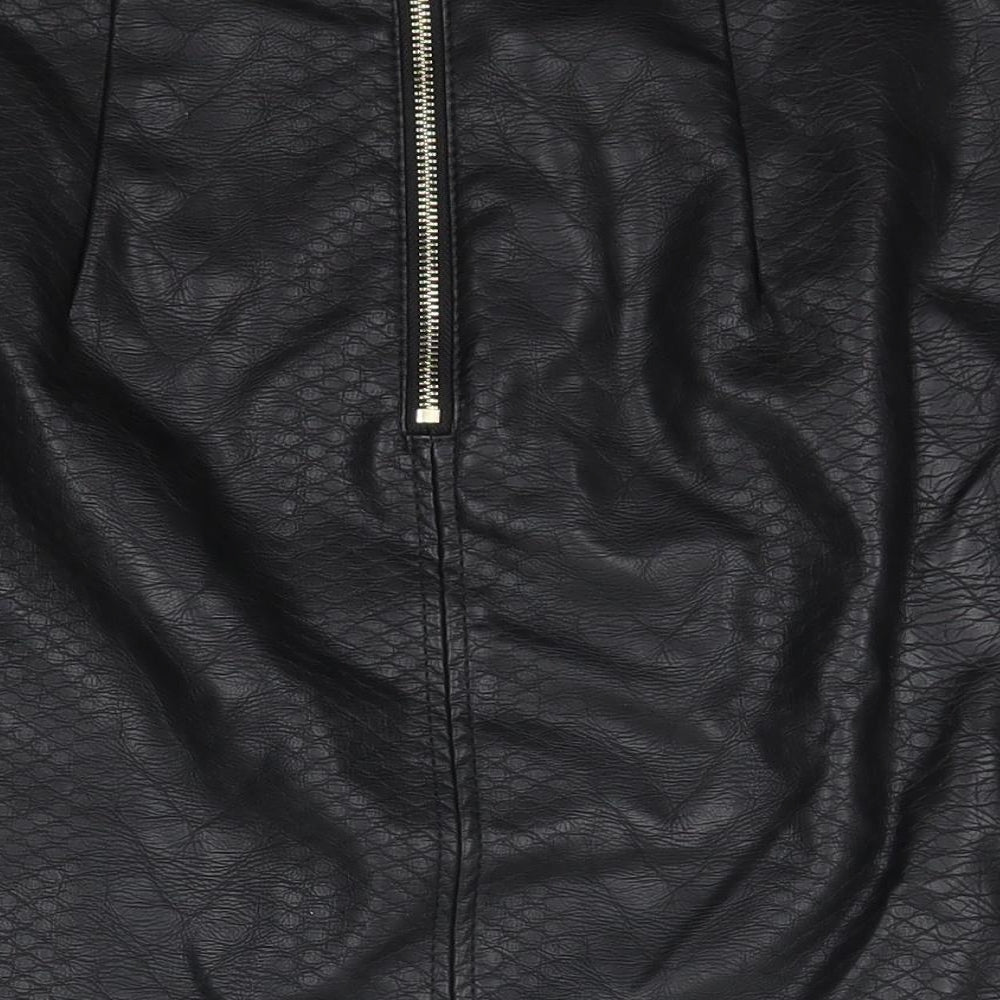 F&F Womens Black  Polyurethane A-Line Skirt Size 8