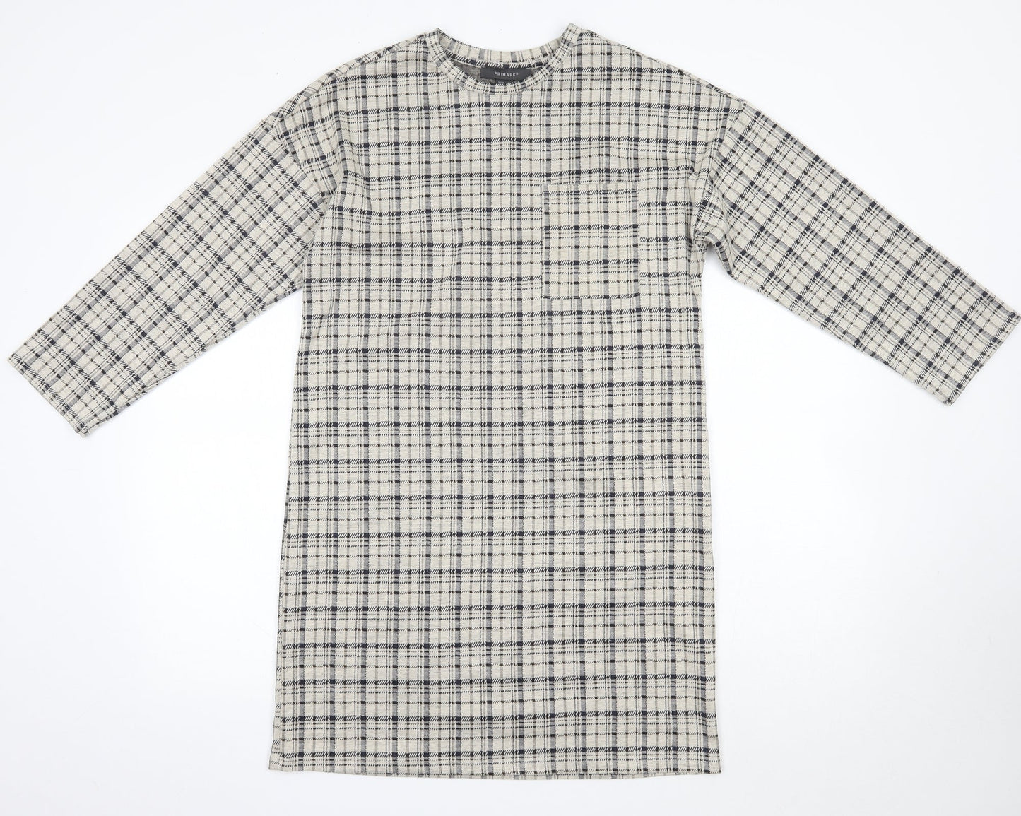 Primark Womens Multicoloured Check Polyester T-Shirt Dress  Size 10  Round Neck