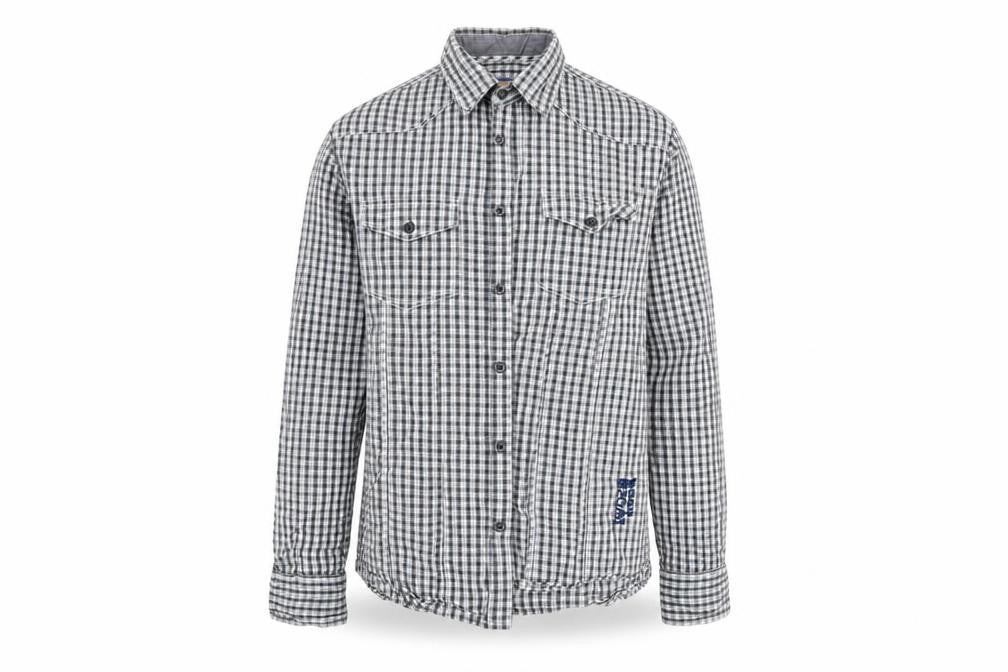 Marks & Spencer Mens Grey Check Cotton  Button-Up Size M Collared Button
