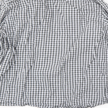 Marks & Spencer Mens Grey Check Cotton  Button-Up Size M Collared Button