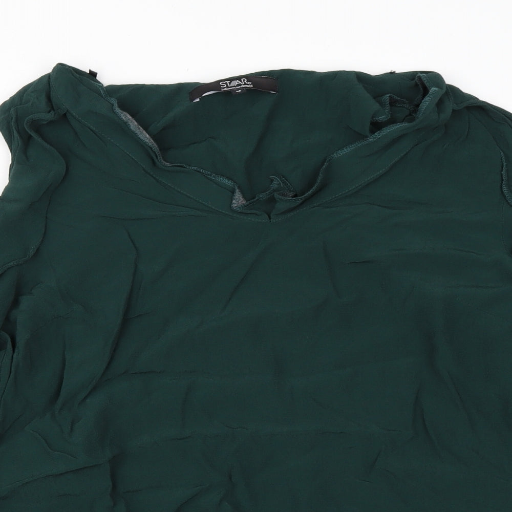 Debenhams Womens Green  Viscose Basic Blouse Size 14 Off the Shoulder