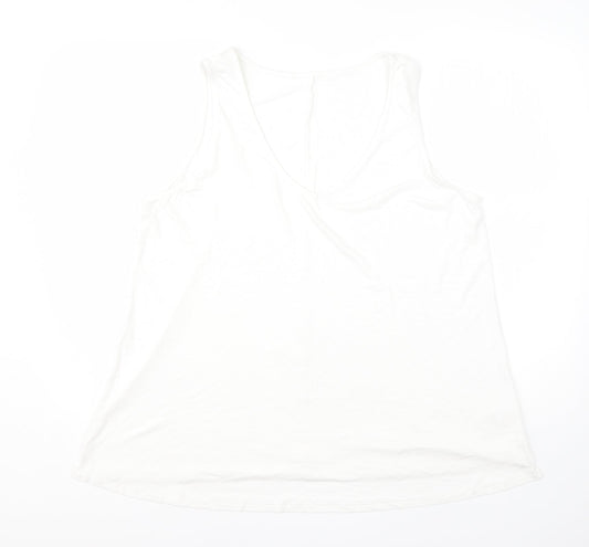George Womens White  Viscose Basic Tank Size 18 Round Neck