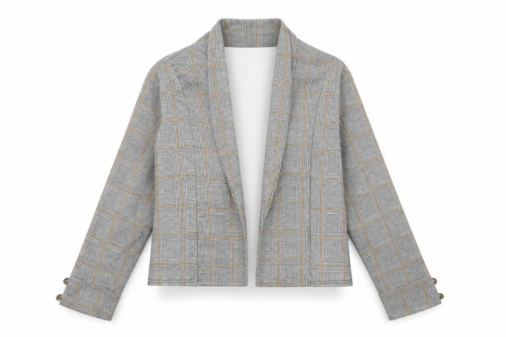 Select Womens Grey High Neck Check Polyester Cardigan Jumper Size 8