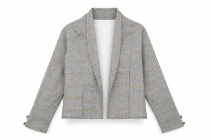 Select Womens Grey High Neck Check Polyester Cardigan Jumper Size 8