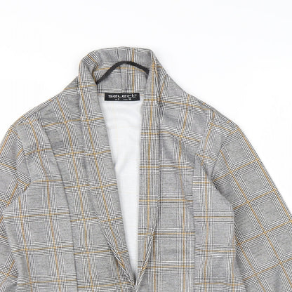 Select Womens Grey High Neck Check Polyester Cardigan Jumper Size 8