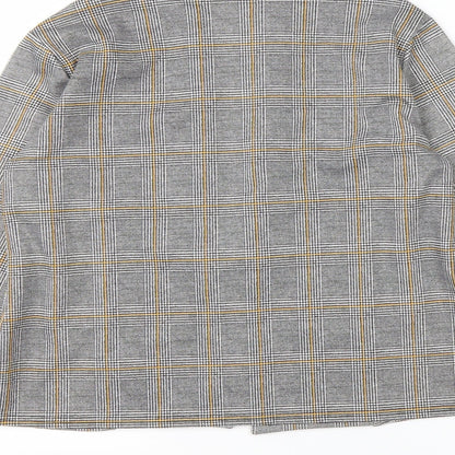 Select Womens Grey High Neck Check Polyester Cardigan Jumper Size 8