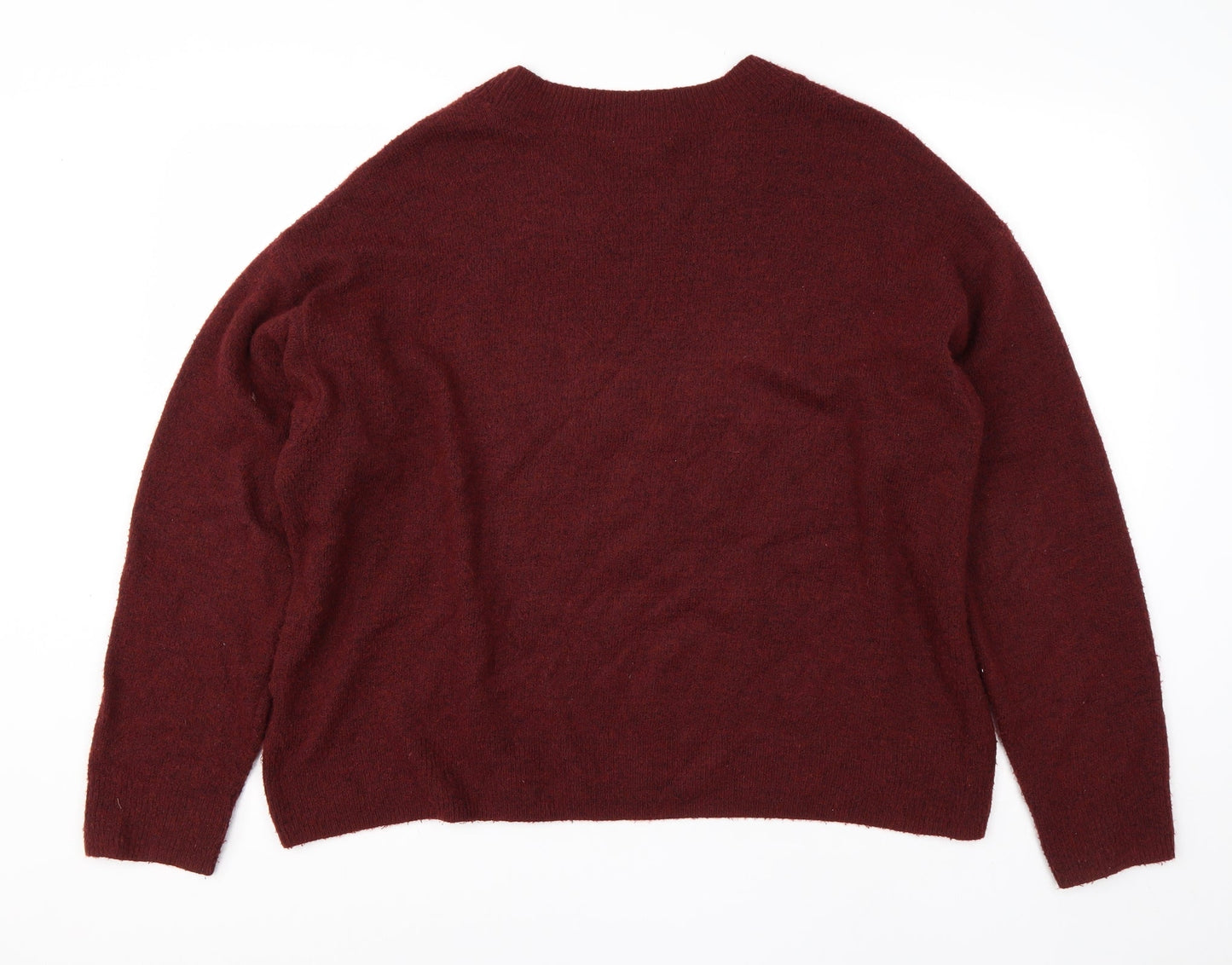 H&M Mens Red Round Neck  Acrylic Pullover Jumper Size L