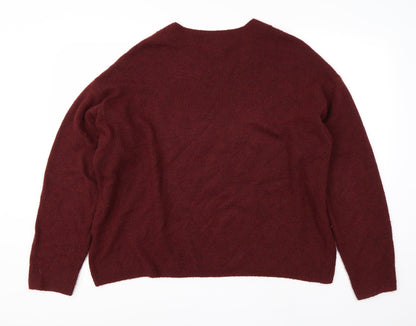 H&M Mens Red Round Neck  Acrylic Pullover Jumper Size L