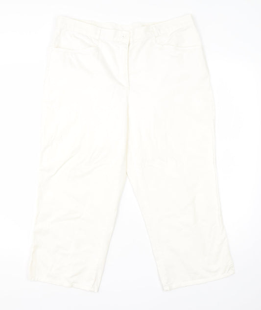 Canada Womens White  Cotton Dress Pants Trousers Size 14 L20 in Regular