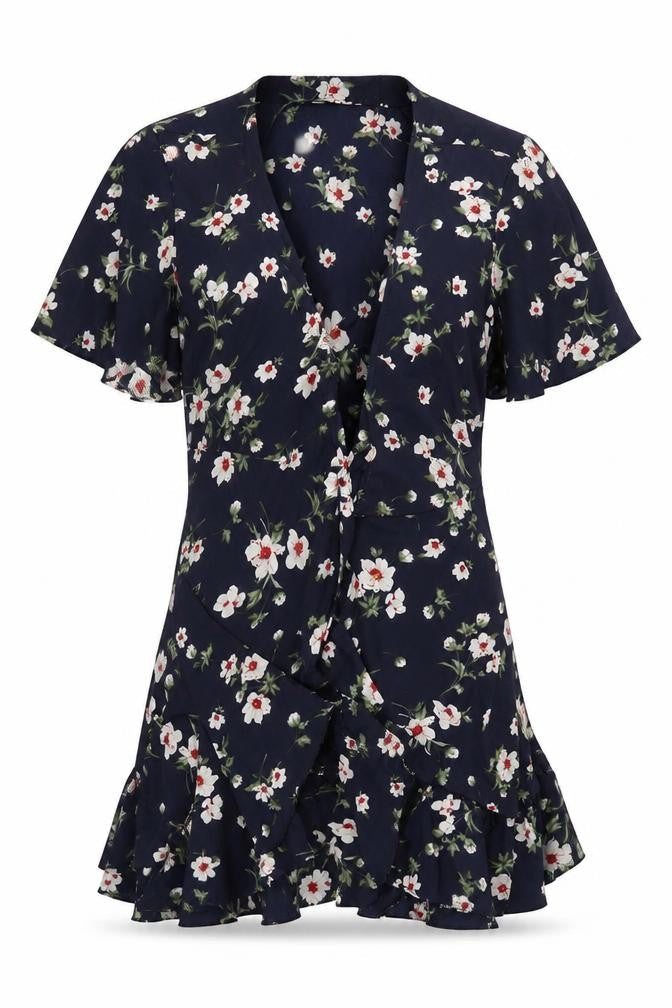 Lucy Wang Womens Blue Round Neck Floral Polyester Cardigan Jumper Size M