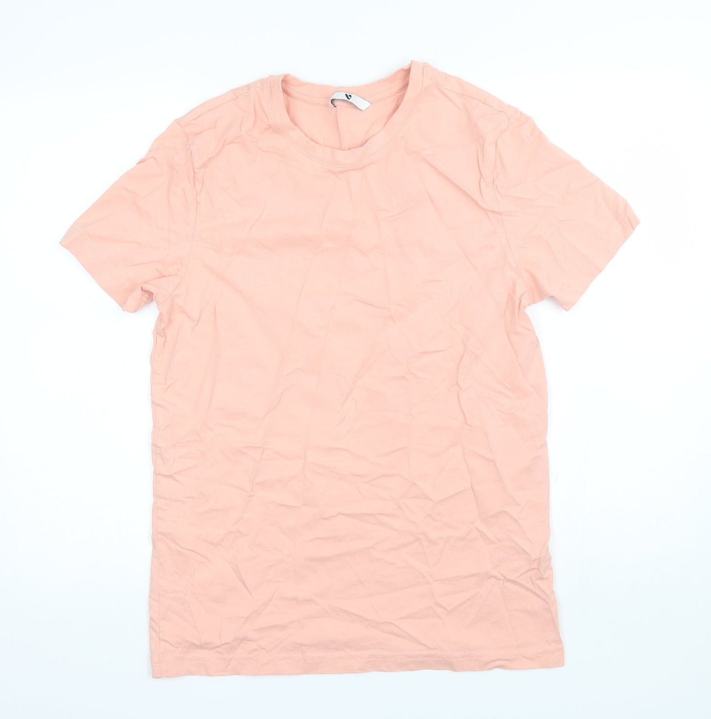 V by Very Womens Pink  Cotton Basic T-Shirt Size M Round Neck
