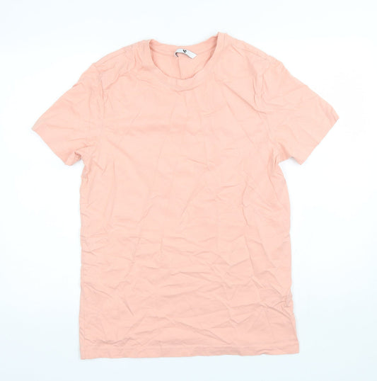 V by Very Womens Pink  Cotton Basic T-Shirt Size M Round Neck