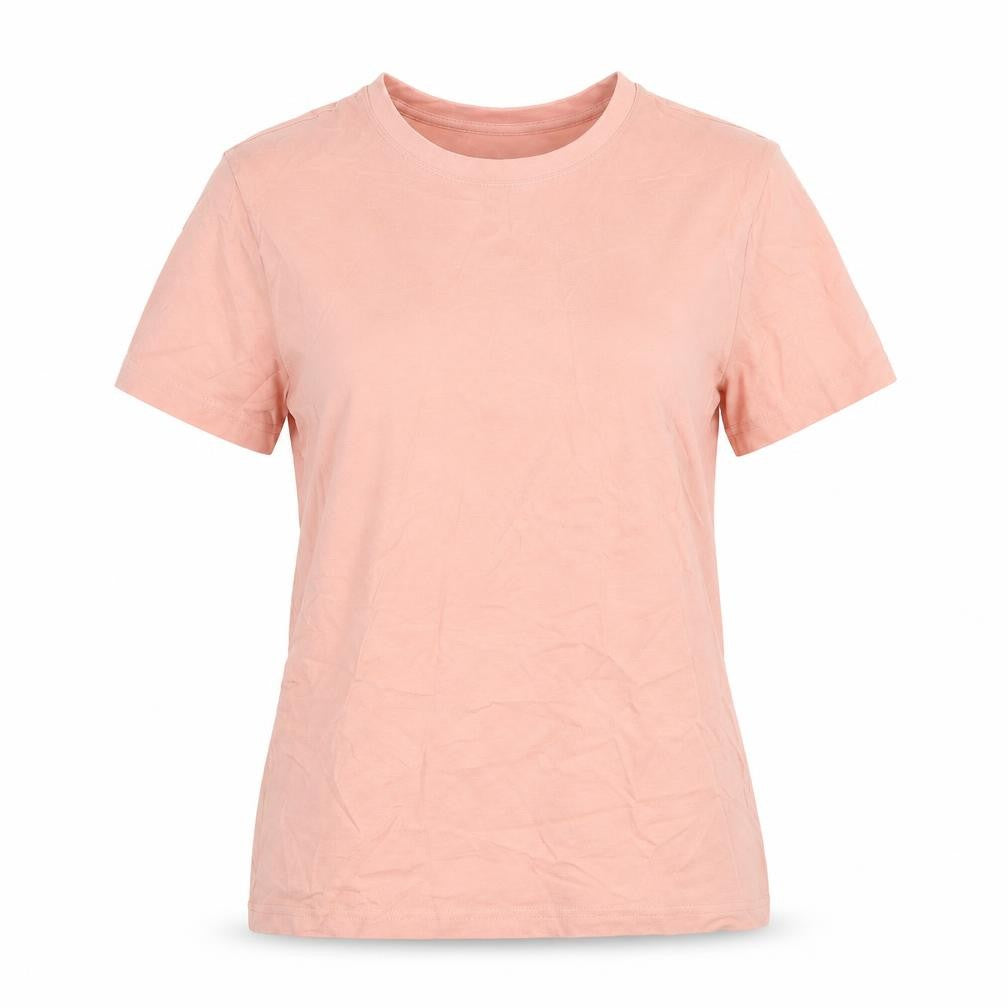 V by Very Womens Pink  Cotton Basic T-Shirt Size M Round Neck