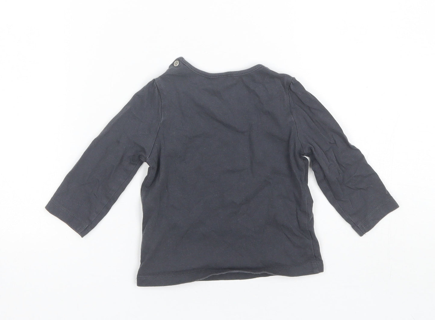 NEXT Baby Grey  Cotton Basic T-Shirt Size 6-9 Months Round Neck