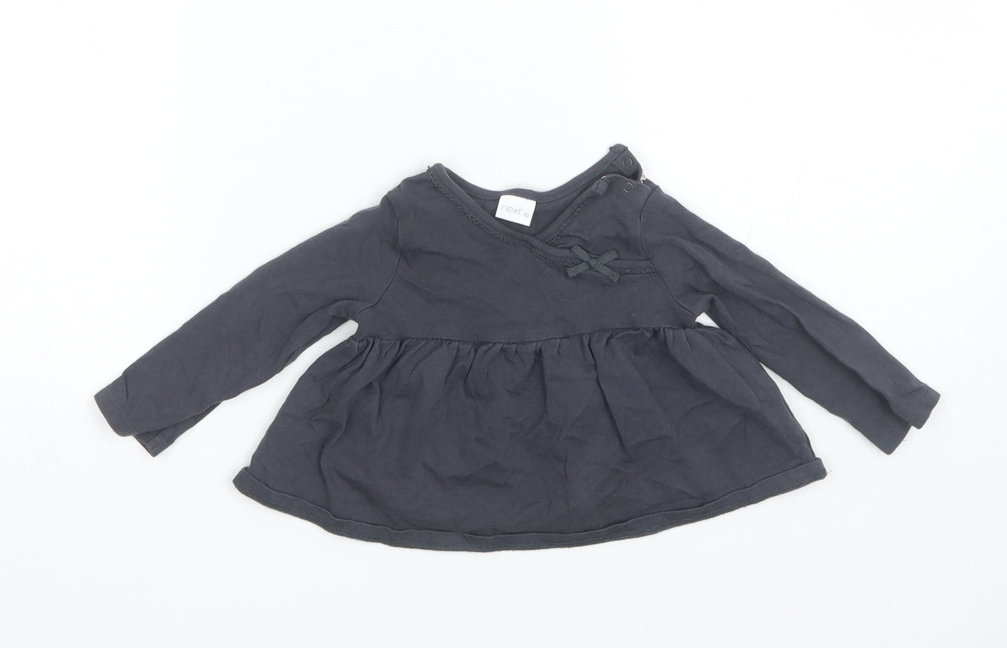 NEXT Baby Grey  Cotton Basic Blouse Size 9-12 Months Round Neck