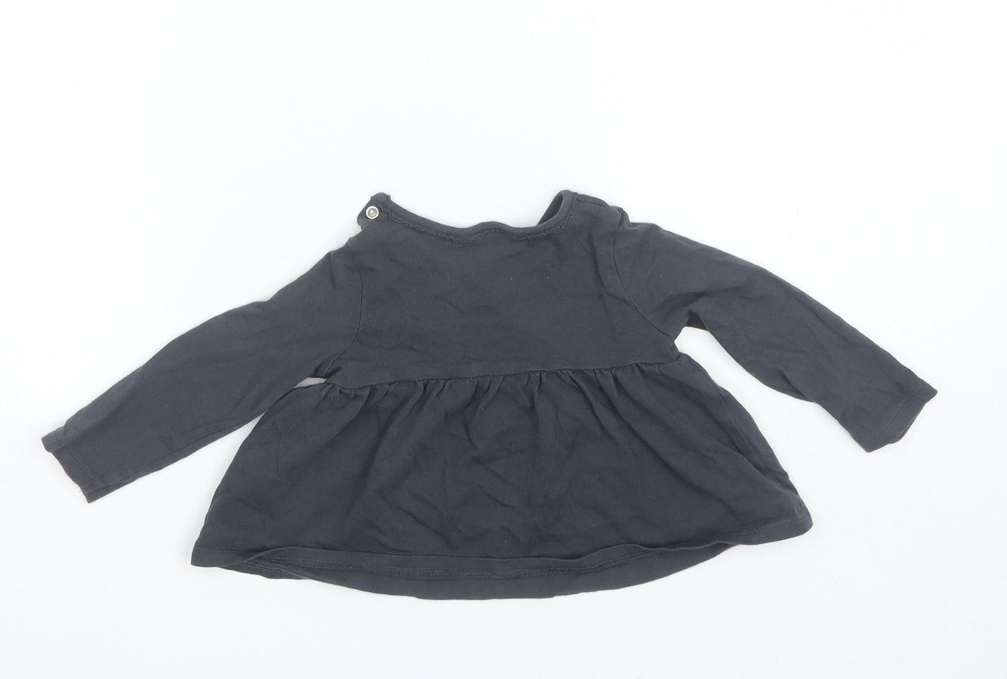 NEXT Baby Grey  Cotton Basic Blouse Size 9-12 Months Round Neck
