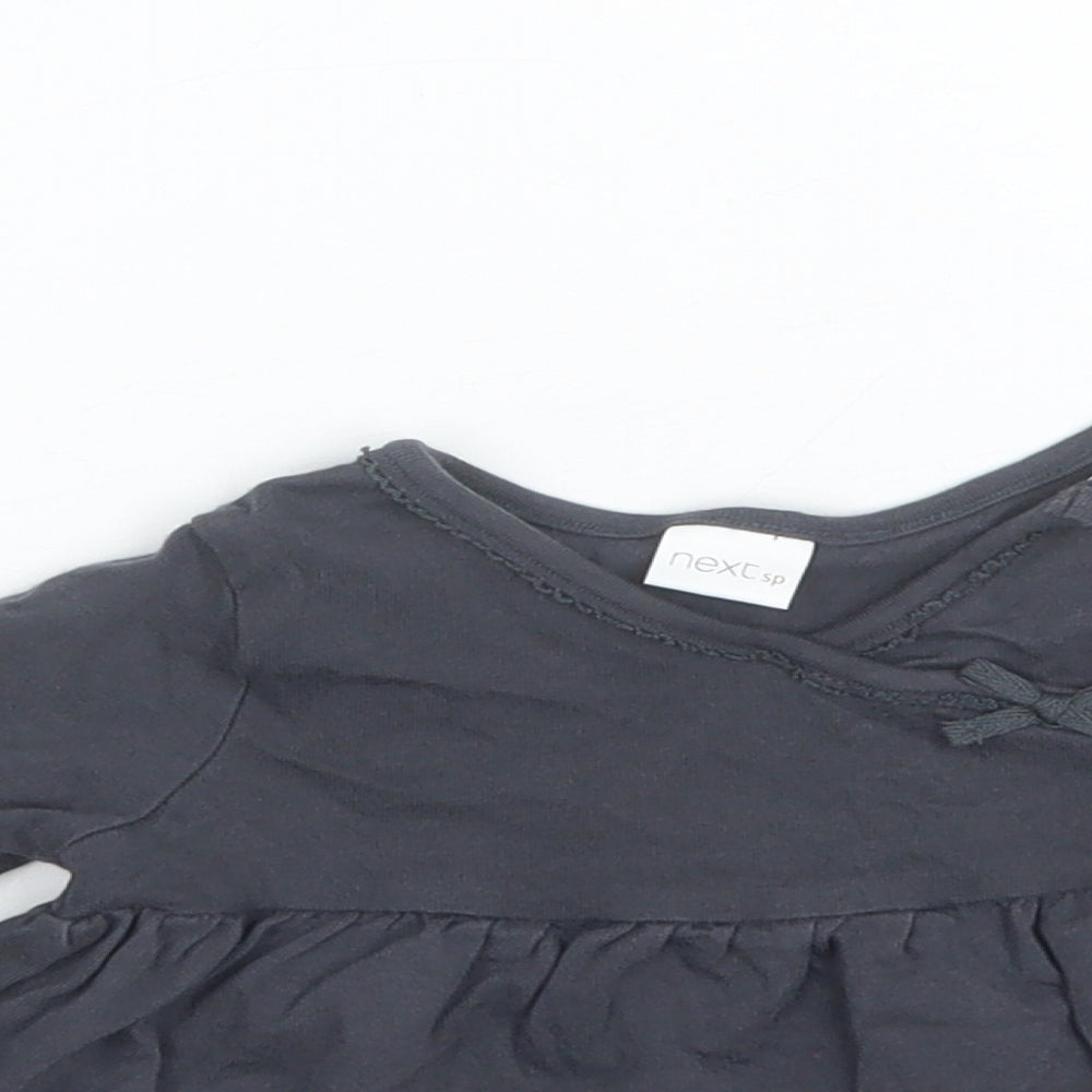 NEXT Baby Grey  Cotton Basic Blouse Size 9-12 Months Round Neck