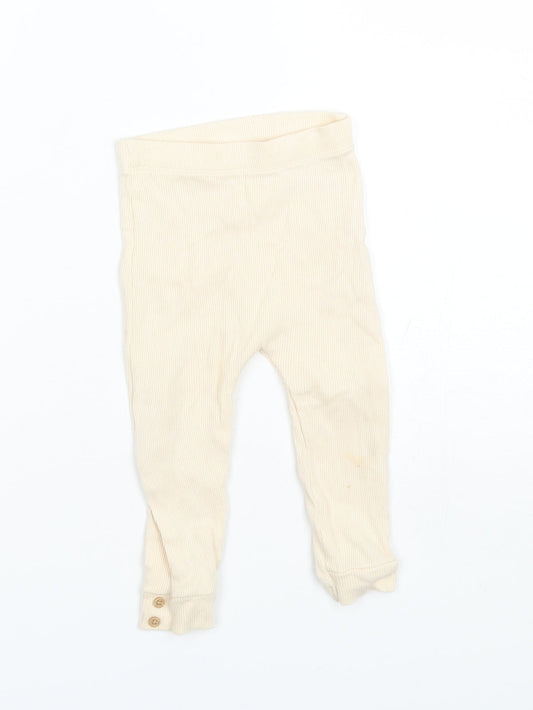 George Baby Beige  Cotton Jogger Trousers Size 9 Months