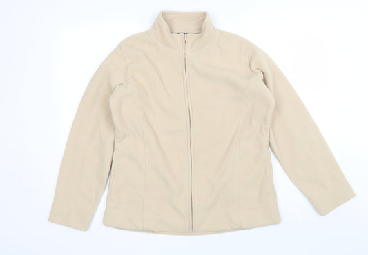 Isle Womens Beige Collared  Polyester Full Zip Jumper Size M
