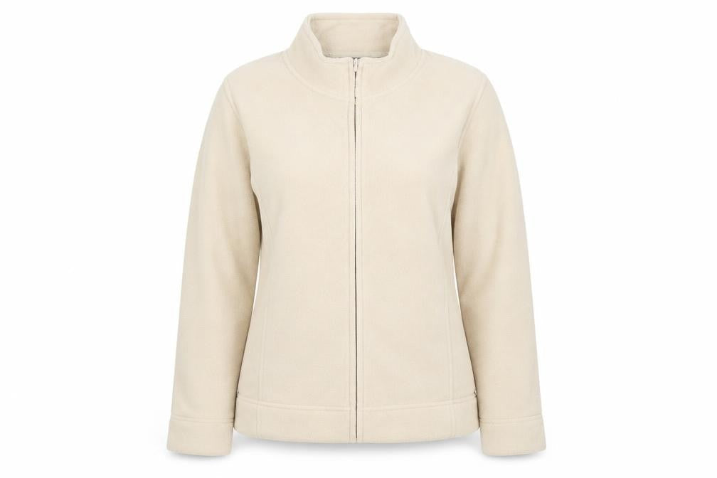Isle Womens Beige Collared  Polyester Full Zip Jumper Size M