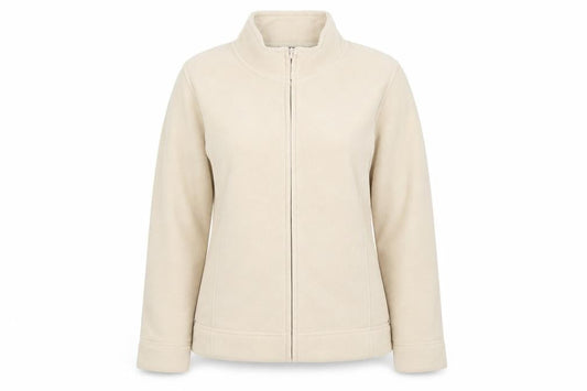 Isle Womens Beige Collared  Polyester Full Zip Jumper Size M