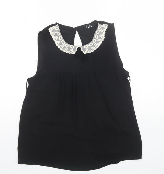 George Womens Black  Polyester Basic Blouse Size 10 Round Neck