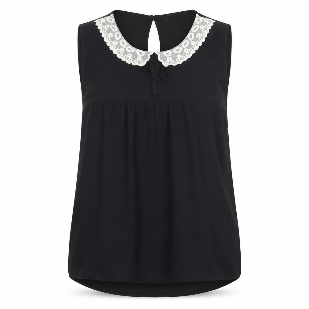 George Womens Black  Polyester Basic Blouse Size 10 Round Neck
