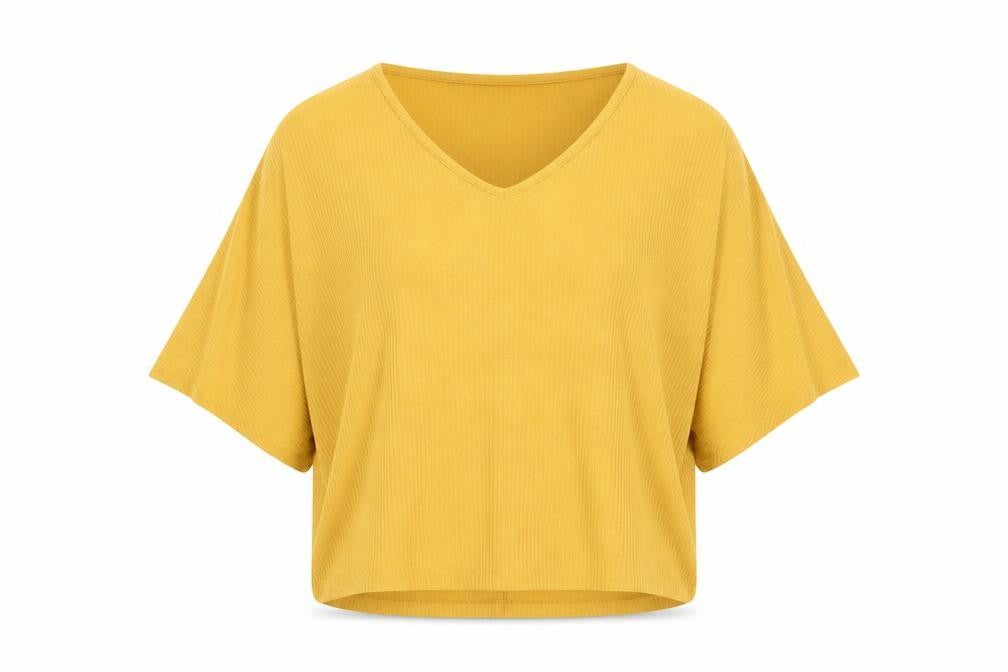 New Look Womens Yellow  Viscose Basic Blouse Size M V-Neck