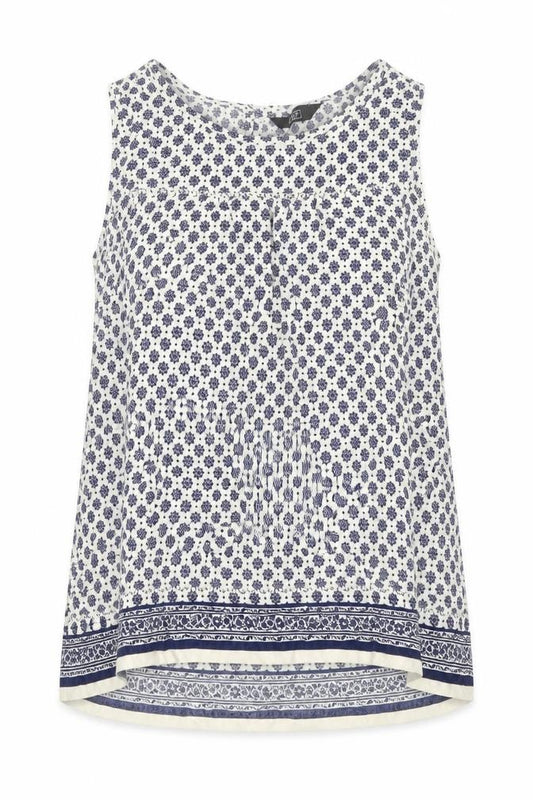 F&F Womens Blue Floral Viscose Basic Blouse Size 8 Round Neck