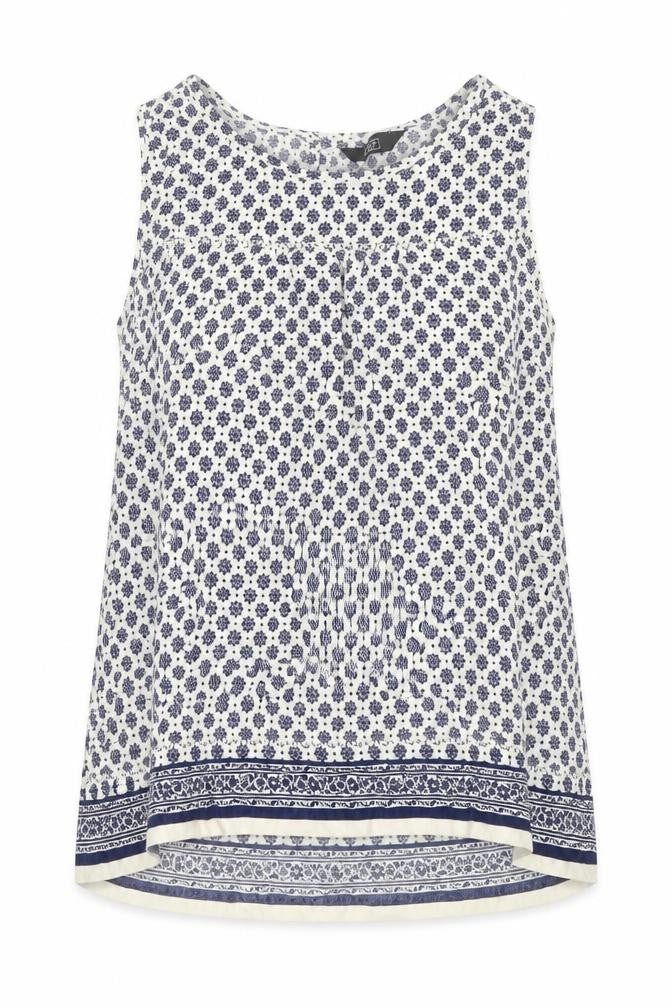 F&F Womens Blue Floral Viscose Basic Blouse Size 8 Round Neck
