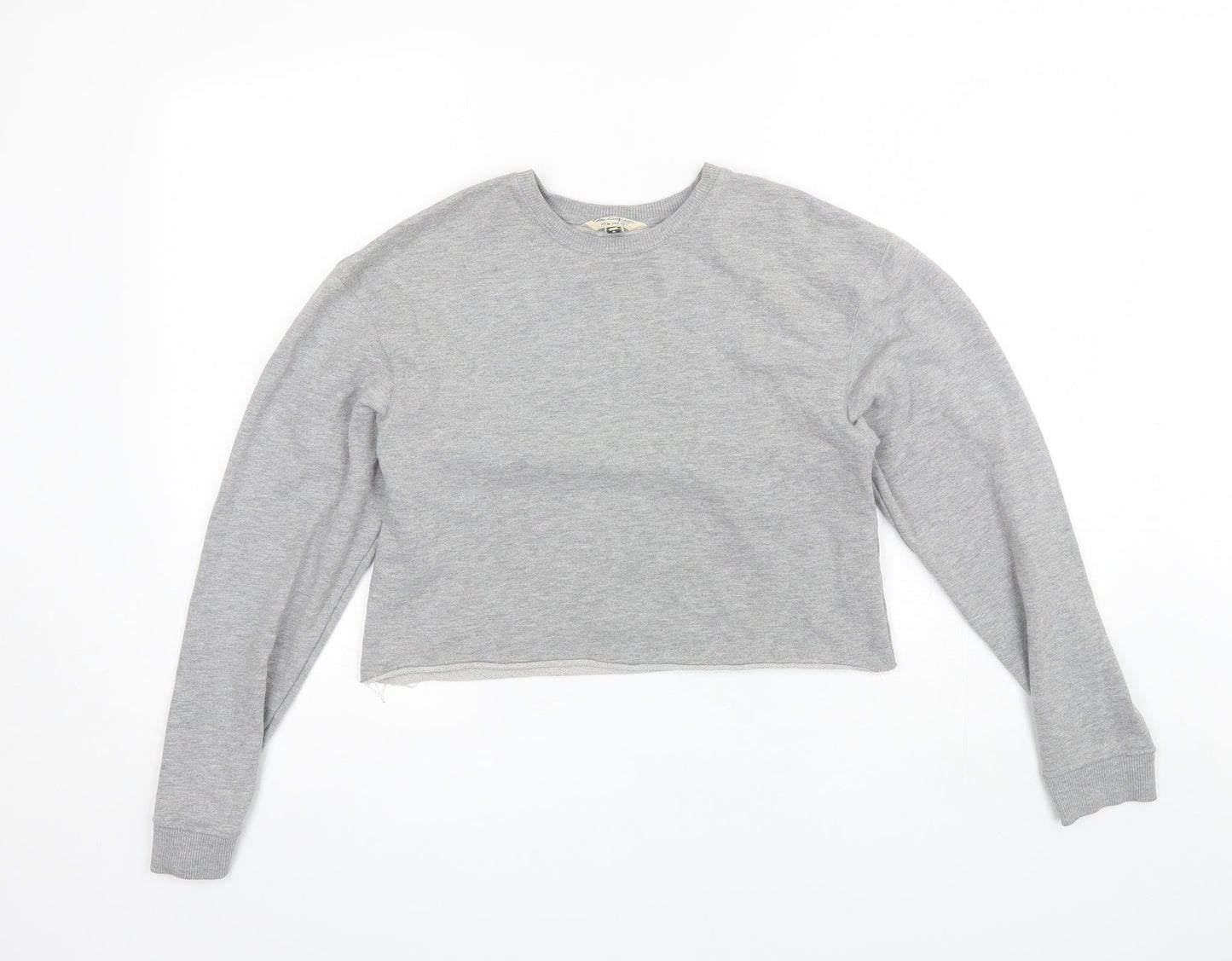 Miss Selfridge Womens Grey Round Neck  Polyester Pullover Jumper Size 6   - Cropped