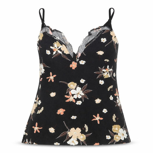 F&F Womens Black Floral Viscose Basic Blouse Size 8 V-Neck