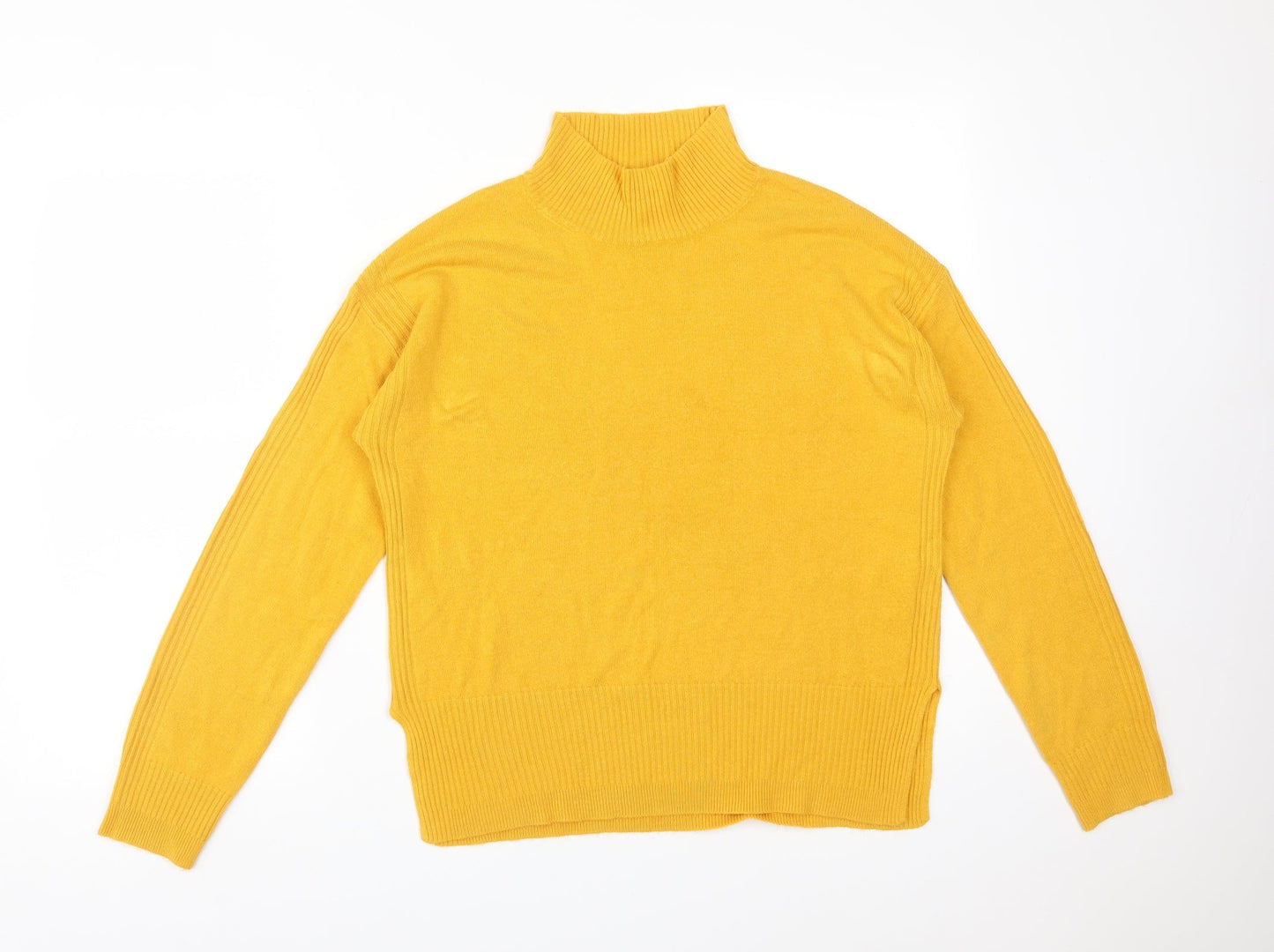 NEXT Womens Yellow  Acrylic Basic T-Shirt Size S High Neck