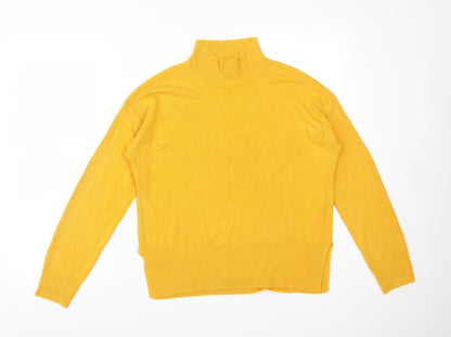 Next Womens Yellow  Acrylic Basic T-Shirt Size S High Neck