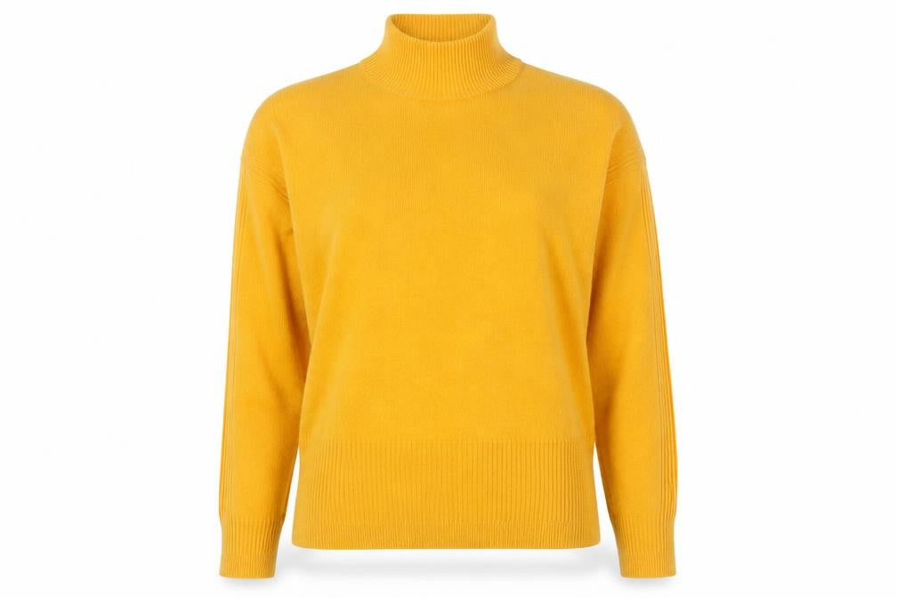 NEXT Womens Yellow  Acrylic Basic T-Shirt Size S High Neck