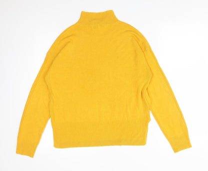 Next Womens Yellow  Acrylic Basic T-Shirt Size S High Neck
