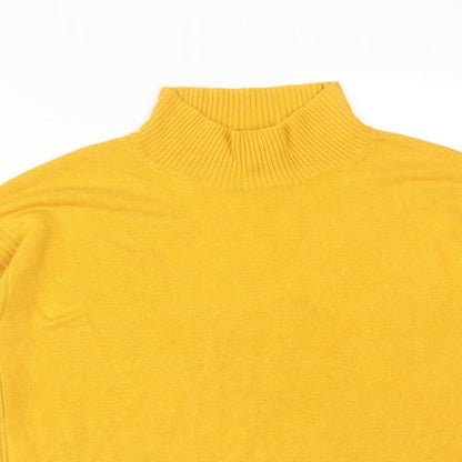 Next Womens Yellow  Acrylic Basic T-Shirt Size S High Neck