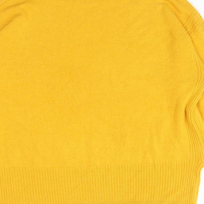 Next Womens Yellow  Acrylic Basic T-Shirt Size S High Neck