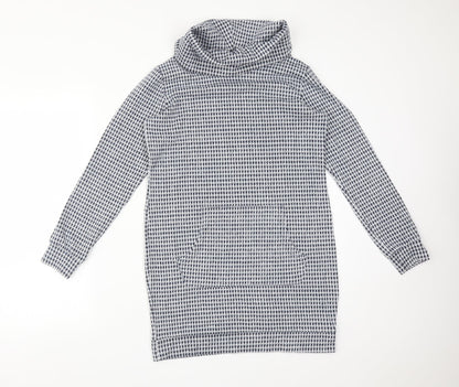 Select Womens Multicoloured Roll Neck Houndstooth Viscose Pullover Jumper Size 8