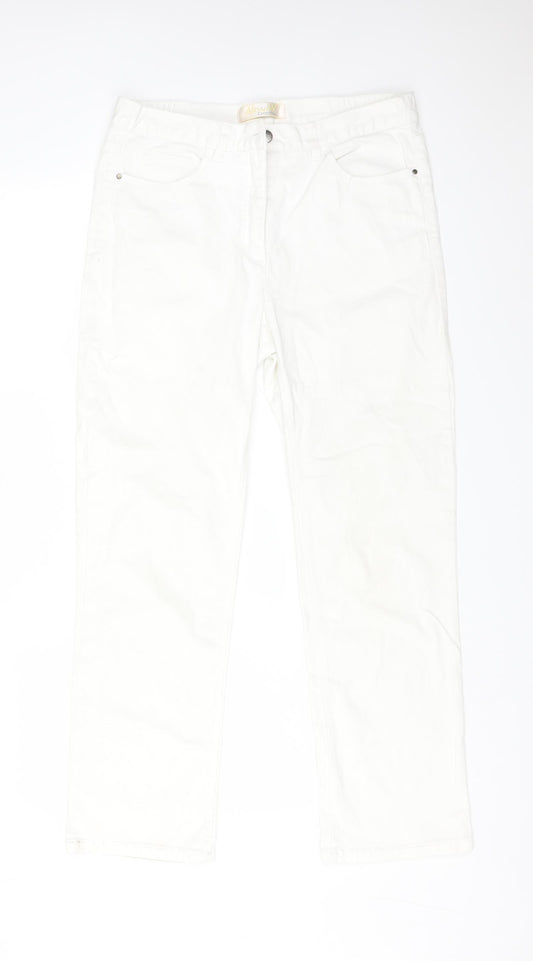 ALESSA W Womens White  Cotton Straight Jeans Size 14 L28 in Regular