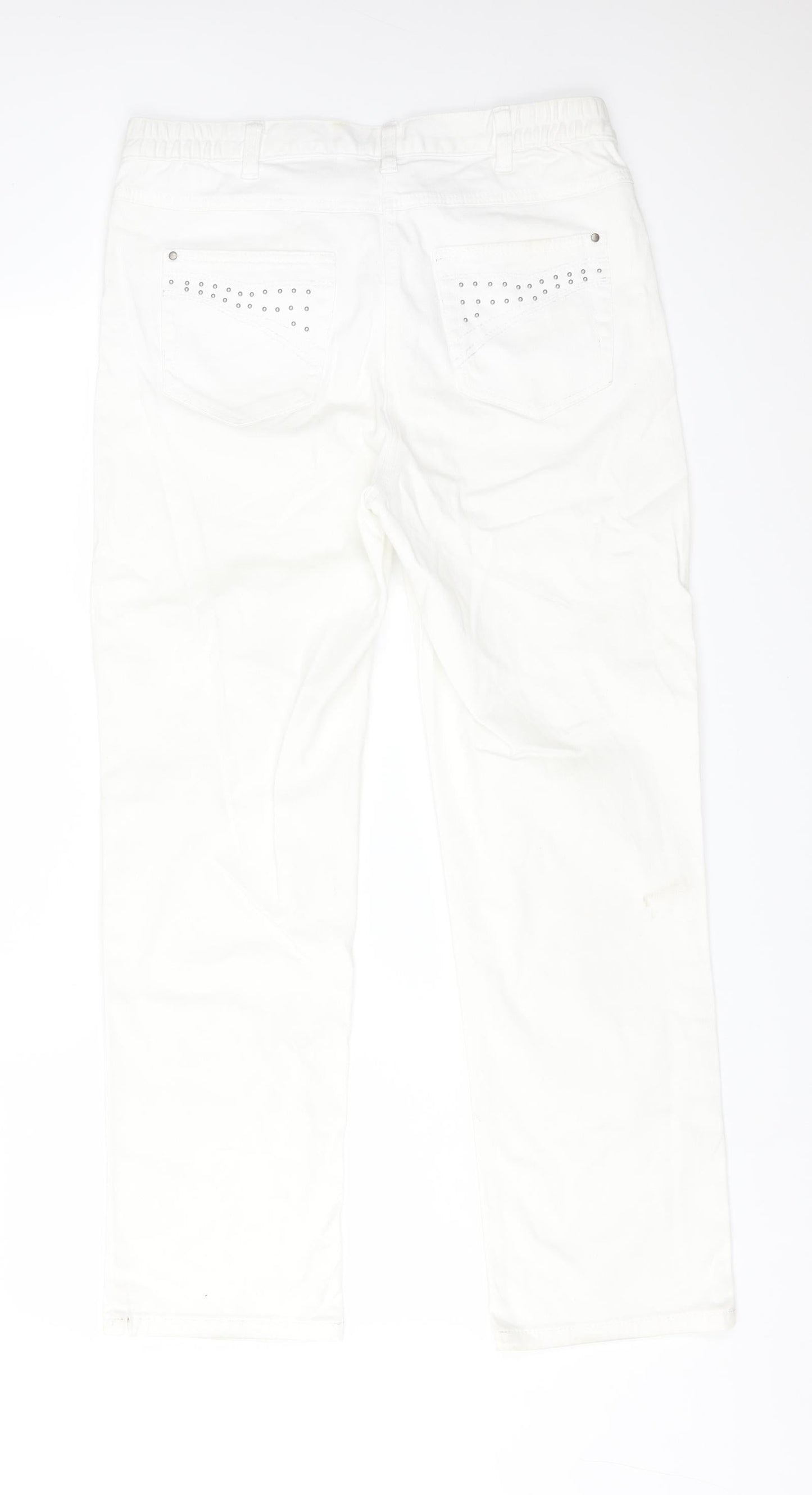 ALESSA W Womens White  Cotton Straight Jeans Size 14 L28 in Regular