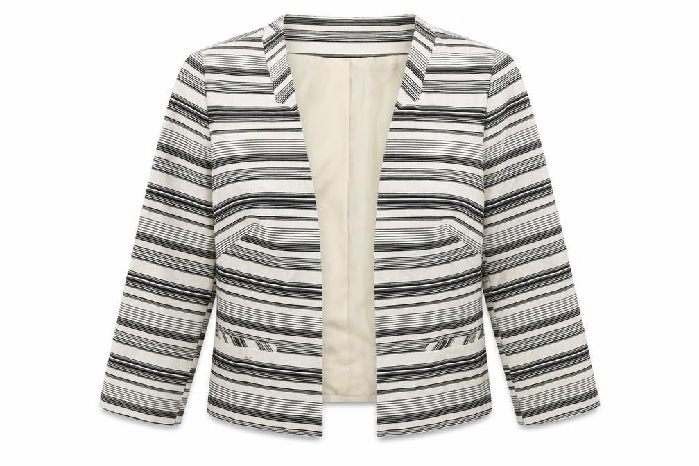 BHS Womens Multicoloured Striped Linen Jacket Blazer Size 10