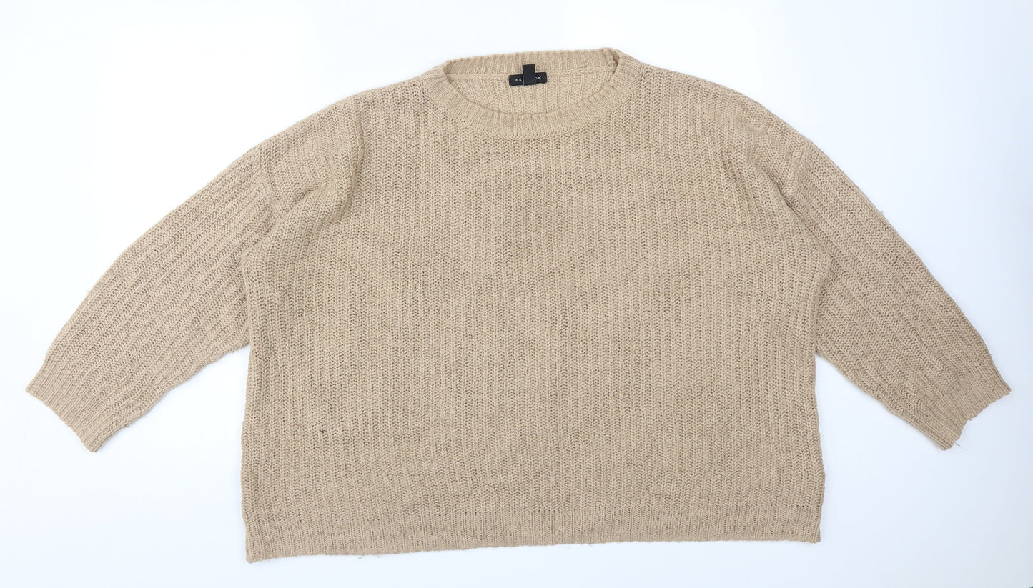 New Look Womens Beige  Acrylic Pullover Sweatshirt Size L