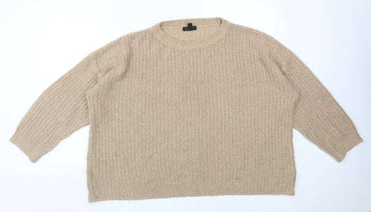 New Look Womens Beige  Acrylic Pullover Sweatshirt Size L