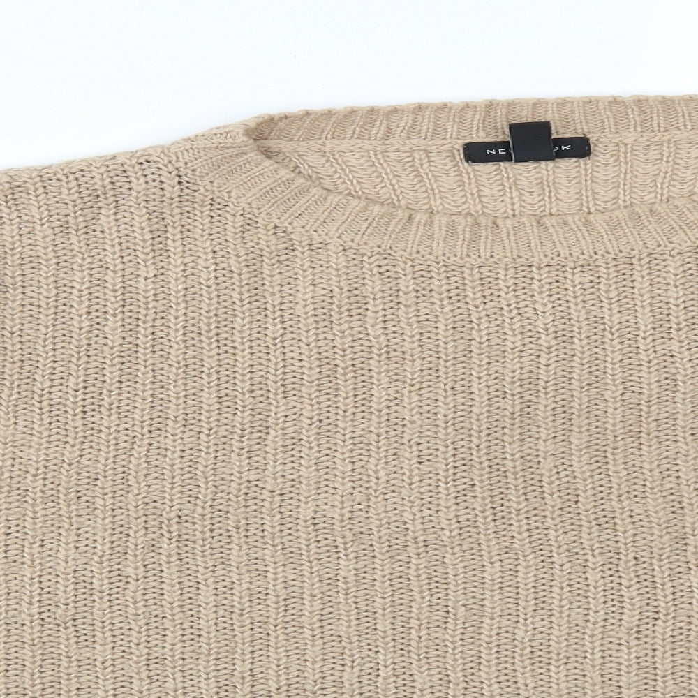 New Look Womens Beige  Acrylic Pullover Sweatshirt Size L