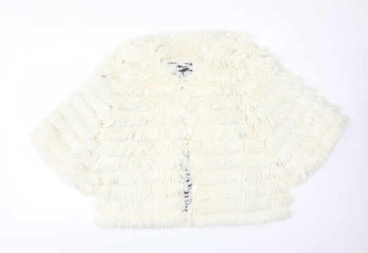 INDULGENCE Womens White Striped  Overcoat Poncho Size 16