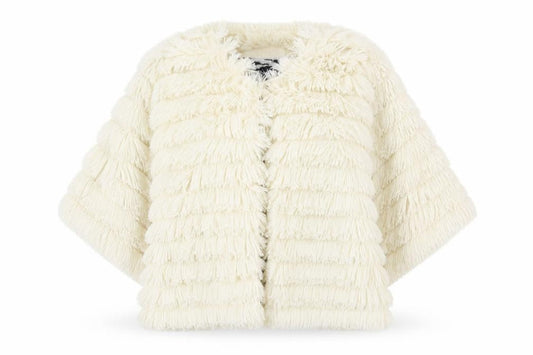 INDULGENCE Womens White Striped  Overcoat Poncho Size 16
